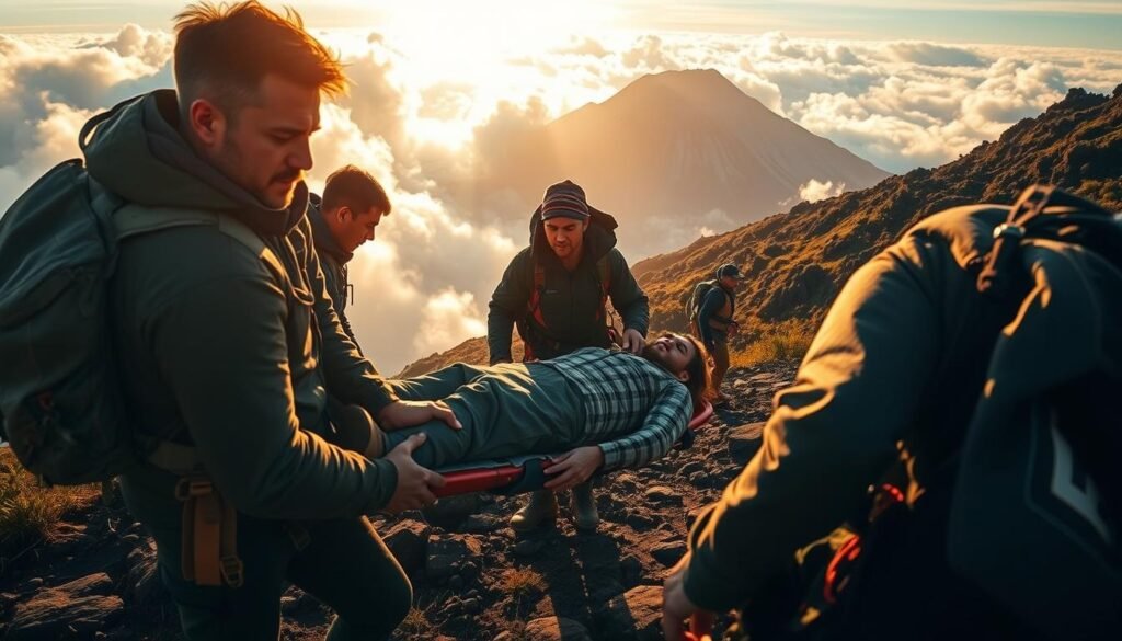 Proses Evakuasi Pendaki di Gunung Rinjani